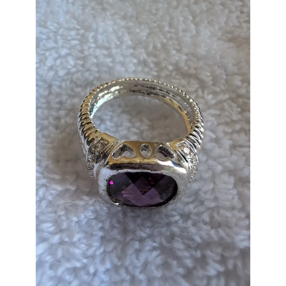 amethyst ring sterling silver size 10.5 detailed band‎